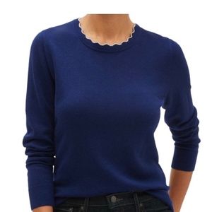 Banana Republic Blue Scalloped Neck Sweater